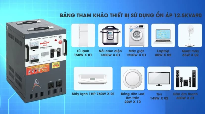 Ổn áp Robot 1 pha 12.5KVA 90 - Giá rẻ nhất hôm nay - Ảnh 2