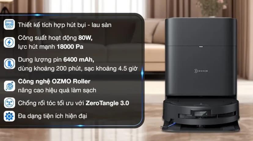 So sánh giá Robot hút bụi lau nhà Ecovacs Deebot T80 OMNI - Đen - Tìm sản phẩm giá rẻ nhất - Ảnh 3