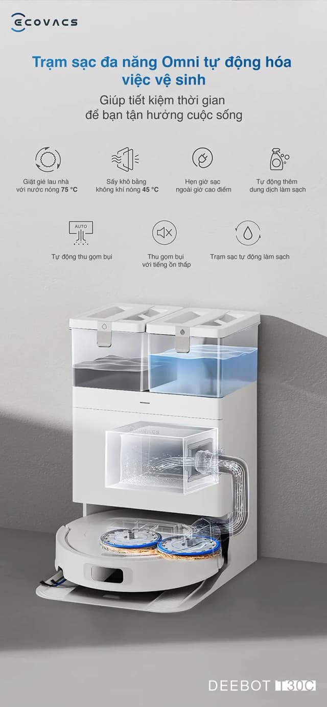 Top 1 so sánh giá Robot hút bụi lau nhà Ecovacs T30C Prime Omni Trắng - Tìm sản phẩm giá rẻ nhất - Ảnh 6