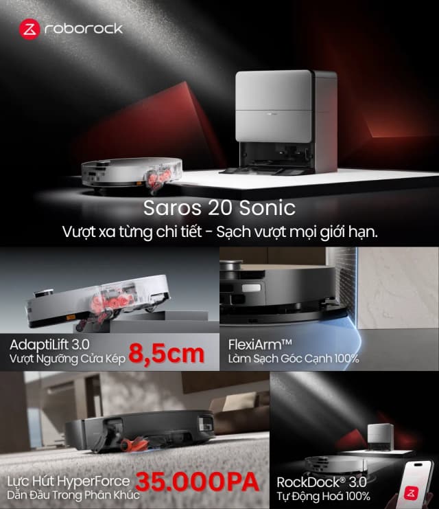 Top 1 so sánh giá Robot hút bụi lau nhà Roborock Saros 20 Sonic Complete - Đen - Tìm sản phẩm giá rẻ nhất - Ảnh 7