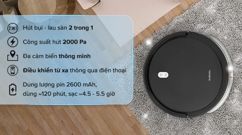 So sánh giá Robot hút bụi lau nhà Xiaomi Vacuum E5 - Đen - Tìm sản phẩm giá rẻ nhất - Ảnh 3