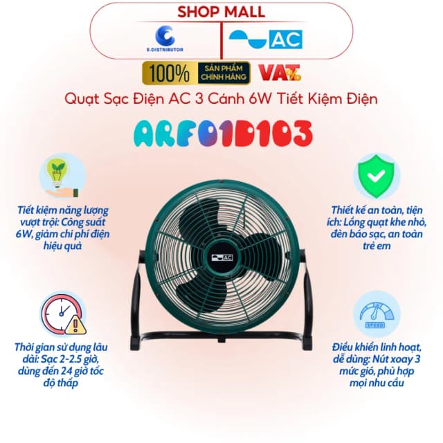 So sánh giá Quạt sạc điện AC 3 cánh ARF03D123 30W rẻ nhất? - Ảnh 15