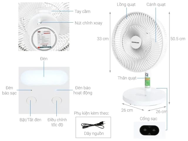 So sánh giá Quạt sạc điện Sunhouse 3 cánh SHD7115 15W rẻ nhất? - Ảnh 10