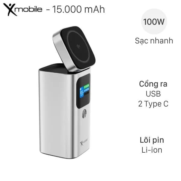 So sánh giá Pin sạc dự phòng 15000mAh Không dây Magnetic Qi2 Type C PD QC 3.0 100W Xmobile JP339 rẻ nhất? - Ảnh 2