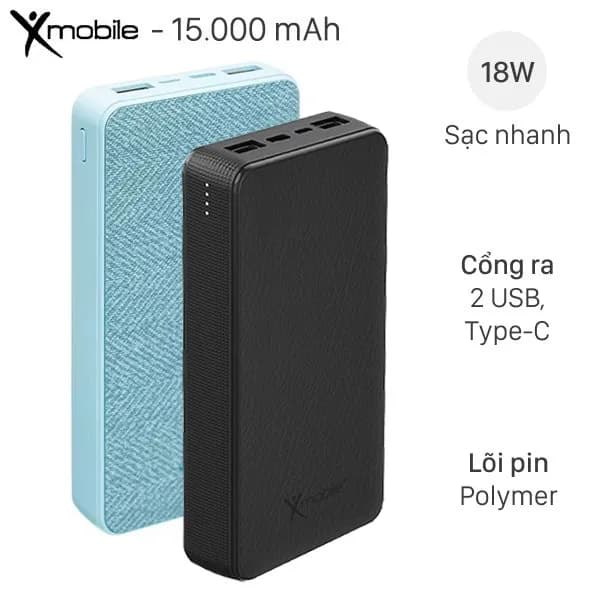 Pin sạc dự phòng Polymer 15.000 mAh Type C PD QC3.0 18W Xmobile PowerBox P72D - Ảnh 5