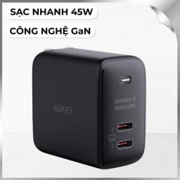 Sạc nhanh 2 cổng Type-C PD 45W Aukey PA-B4T Omnia - Đen - Giá rẻ nhất hôm nay - Ảnh 1