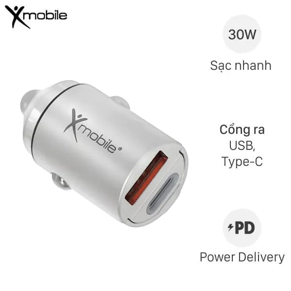 Sạc nhanh xe hơi 2 cổng USB Type-C QC3.0 PD 30W Xmobile SN-571 - Ảnh 3