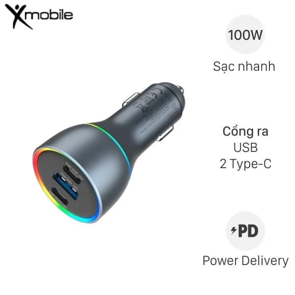 Sạc xe hơi 3 cổng Type C PD QC 3.0 100W Xmobile SN-610 - Giá rẻ nhất hôm nay - Ảnh 1