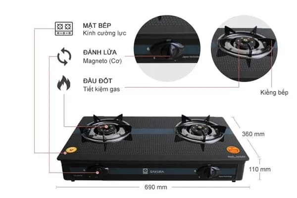 So sánh giá Bếp ga đôi Sakura SA-690GH rẻ nhất? - Ảnh 12