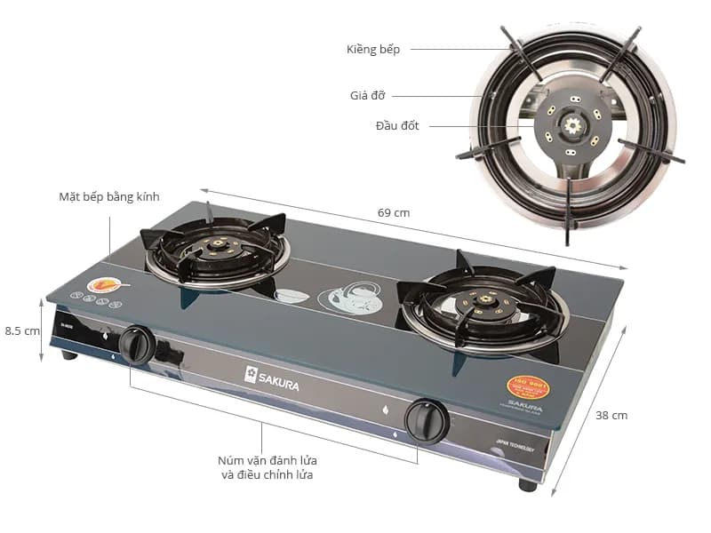 Bếp ga đôi Sakura SA-692SG - Giá rẻ nhất hôm nay - Ảnh 6
