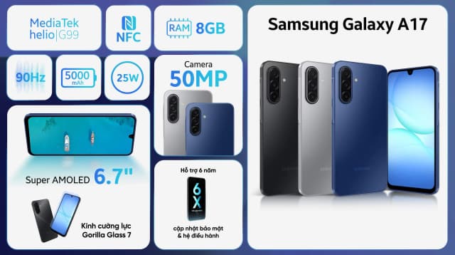 Điện thoại Samsung Galaxy A17 8GB/128GB - 8