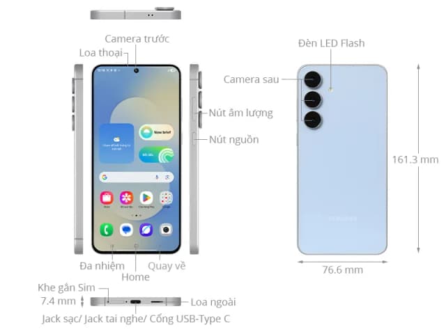 Điện thoại Samsung Galaxy S25 FE 5G 8GB/512GB Đen/Xanh Nhạt - 4