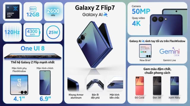 Điện thoại Samsung Galaxy Z Flip7 5G 12GB/256GB - 11
