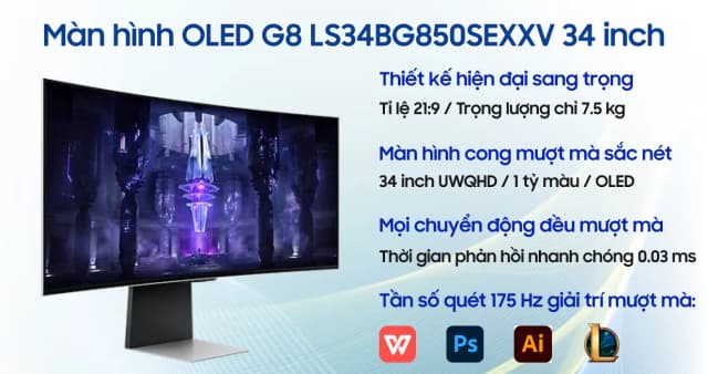 So sánh giá Màn hình Gaming Samsung Odyssey OLED G8 LS34BG850SEXXV (34 inch UWQHD, OLED, 175Hz, 0.03ms) rẻ nhất? - Ảnh 8