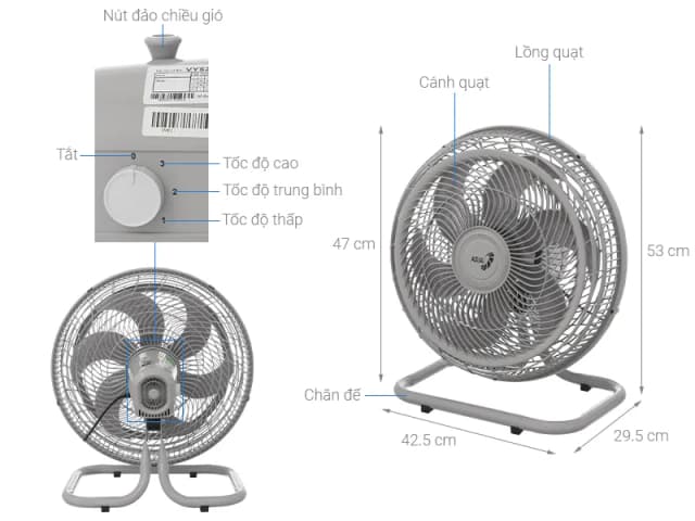 Quạt sàn Asia 6 cánh VY636790 80W - Ảnh 5