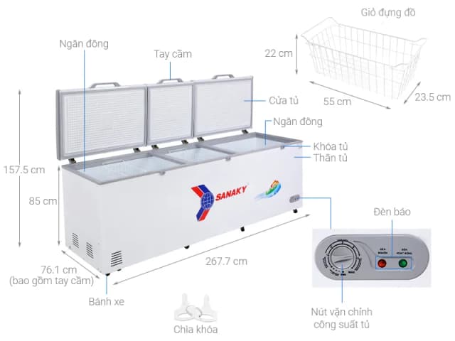 Tủ đông Sanaky 900 lít VH-1199HY - Ảnh 7