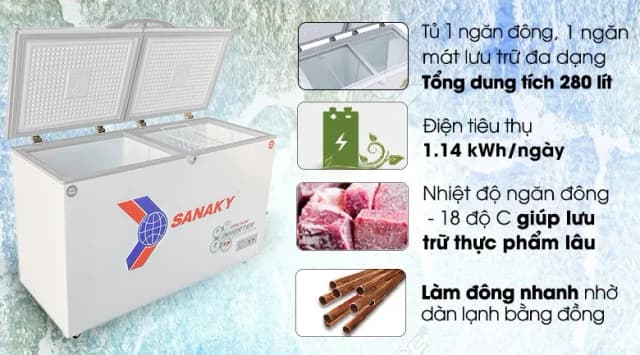 So sánh giá Tủ đông Sanaky Inverter 280 lít VH-4099W3 rẻ nhất? - Ảnh 3