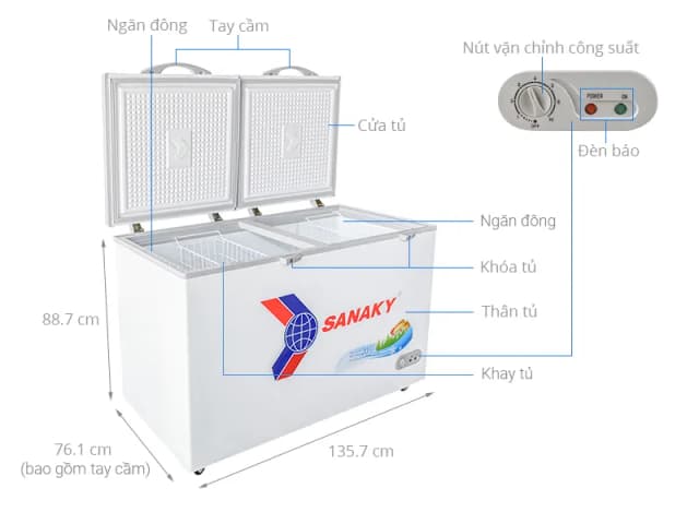 Tủ đông Sanaky 410 lít VH 5699HY - Ảnh 4