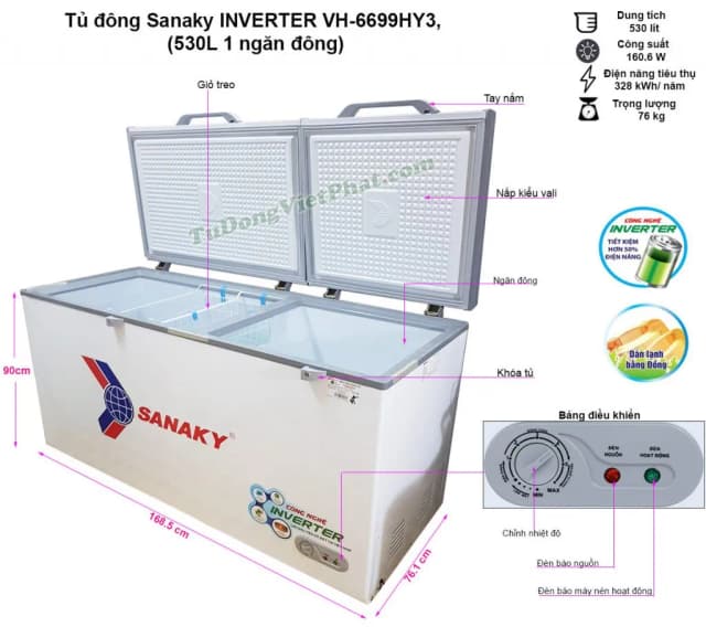 So sánh giá Tủ đông Sanaky Inverter 530 lít VH-6699HY3 rẻ nhất? - Ảnh 11