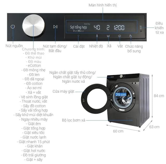 So sánh giá Máy giặt sấy Samsung AI Ecobubble Inverter giặt 11 kg - sấy 7 kg WD11T734DBX/SV rẻ nhất? - Ảnh 9