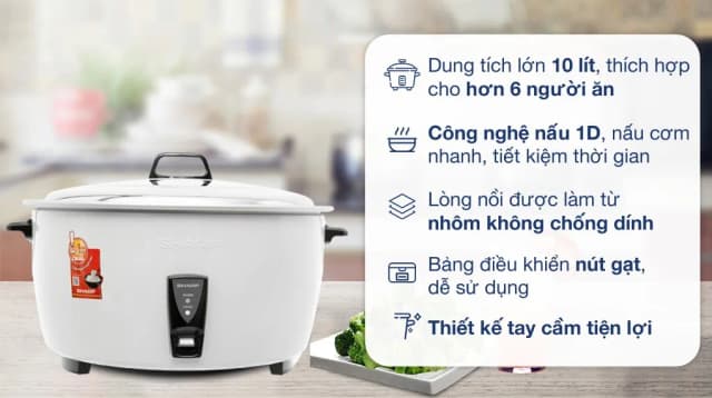 So sánh giá Nồi cơm nắp rời Sharp 10 lít KSH-D1010V rẻ nhất? - Ảnh 5