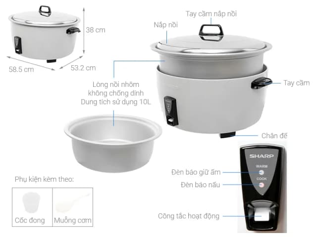So sánh giá Nồi cơm nắp rời Sharp 10 lít KSH-D1010V rẻ nhất? - Ảnh 10