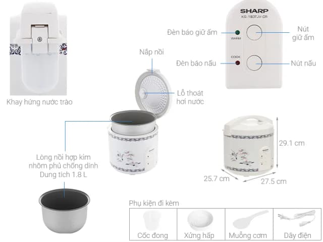 So sánh giá Nồi cơm nắp gài Sharp 1.8 lít KS-183TJV-CR rẻ nhất? - Ảnh 13