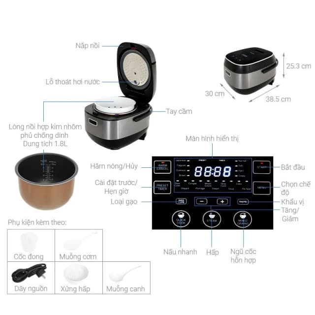 So sánh giá Nồi cơm cao tần Sharp 1.8 lít KS-IH191V-BK rẻ nhất? - Ảnh 9