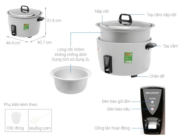 So sánh giá Nồi cơm nắp rời Sharp 5 lít KSH-D55V rẻ nhất? - Ảnh 3