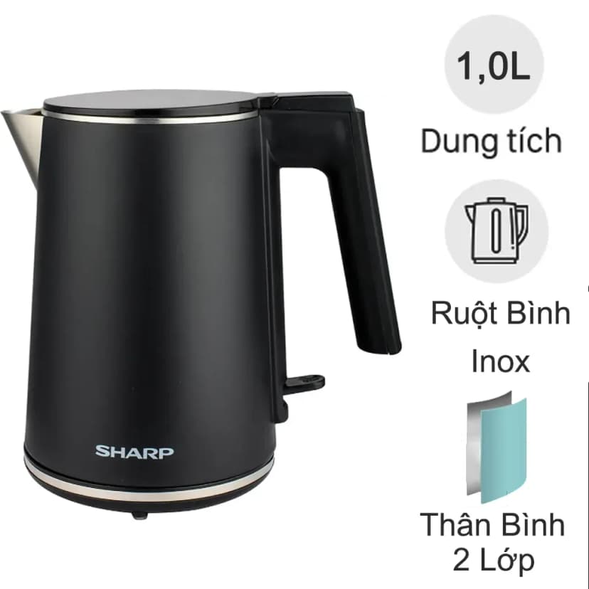 So sánh giá Bình đun siêu tốc Sharp 1 lít EKJ-10DVPS-BK - Tìm sản phẩm giá rẻ nhất - Ảnh 3