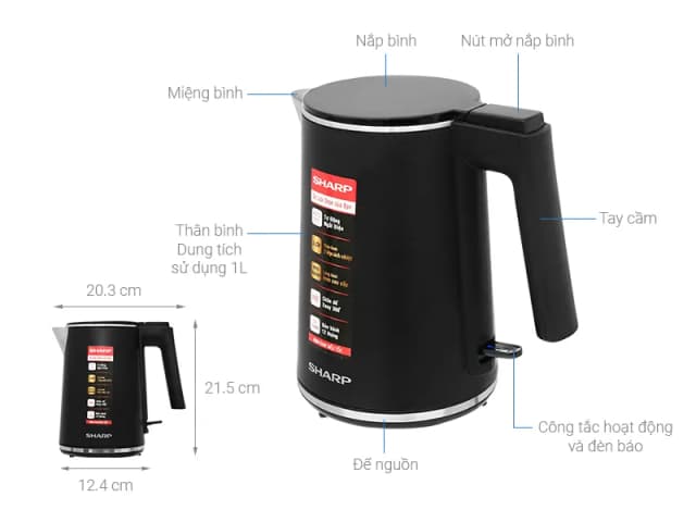 So sánh giá Bình đun siêu tốc Sharp 1 lít EKJ-10DVPS-BK rẻ nhất? - Ảnh 5
