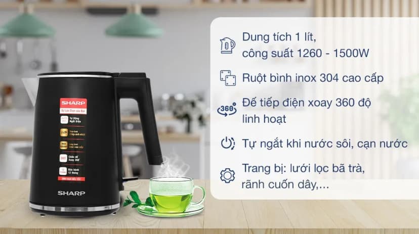 So sánh giá Bình đun siêu tốc Sharp 1 lít EKJ-10DVPS-BK - Tìm sản phẩm giá rẻ nhất - Ảnh 10