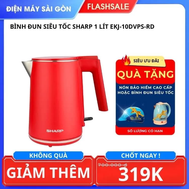 Bình đun siêu tốc Sharp 1 lít EKJ-10DVPS-RD - Giá rẻ nhất hôm nay - Ảnh 19