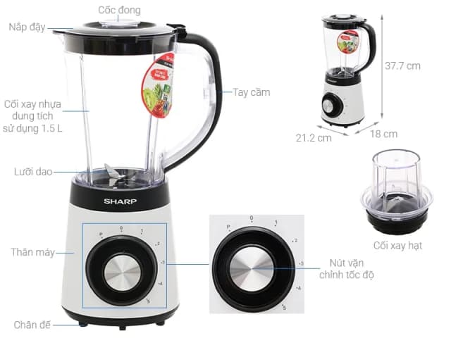 So sánh giá Máy xay sinh tố đa năng Sharp EM-S155PV-WH rẻ nhất? - Ảnh 5