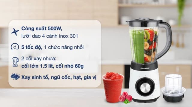So sánh giá Máy xay sinh tố đa năng Sharp EM-S155PV-WH rẻ nhất? - Ảnh 8