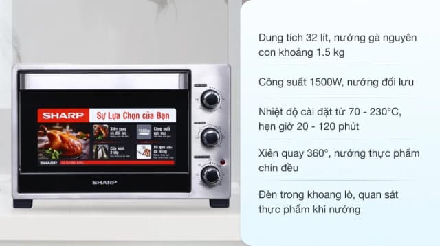 So sánh giá Lò nướng Sharp EO-A323RCSV-ST 32 lít rẻ nhất? - Ảnh 3