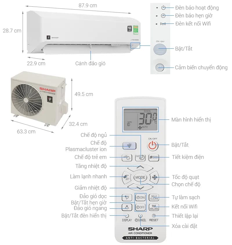 Máy lạnh Sharp Inverter 1.5 HP AH-XP13CHW - Giá rẻ nhất hôm nay - Ảnh 8