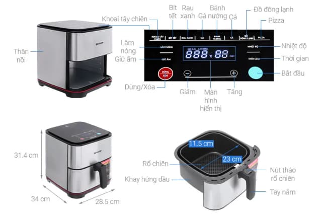 So sánh giá Nồi chiên không dầu Sharp 7 lít KF-AF70EV-ST rẻ nhất? - Ảnh 7