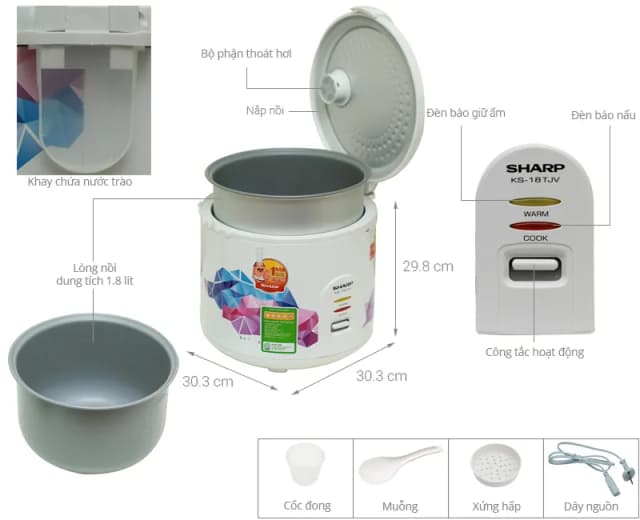 So sánh giá Nồi cơm nắp gài Sharp 1.8 lít KS-18TJV rẻ nhất? - Ảnh 4