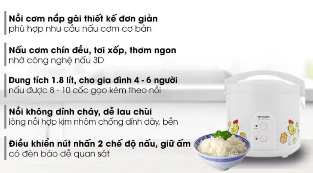 So sánh giá Nồi cơm nắp gài Sharp 2.2 lít KS-223TJV-CH rẻ nhất? - Ảnh 11
