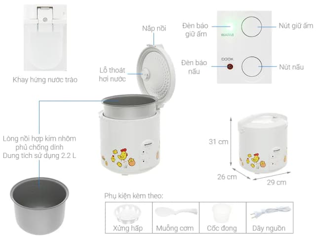 So sánh giá Nồi cơm nắp gài Sharp 2.2 lít KS-223TJV-CH rẻ nhất? - Ảnh 7