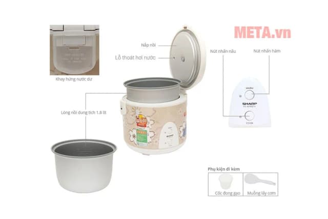 So sánh giá Nồi cơm nắp gài Sharp 1.8 lít KS-N191ETV rẻ nhất? - Ảnh 5