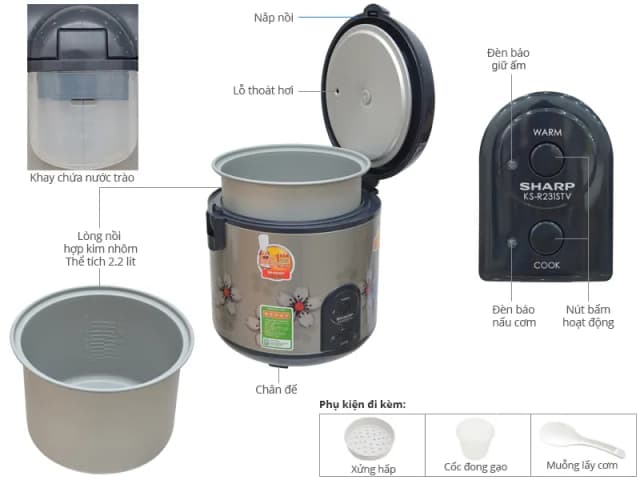 So sánh giá Nồi cơm nắp gài Sharp 2.2 lít KS-R231STV rẻ nhất? - Ảnh 9