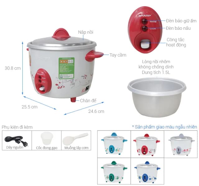 So sánh giá Nồi cơm nắp rời Sharp 1.5 lít KSH-D15V rẻ nhất? - Ảnh 4
