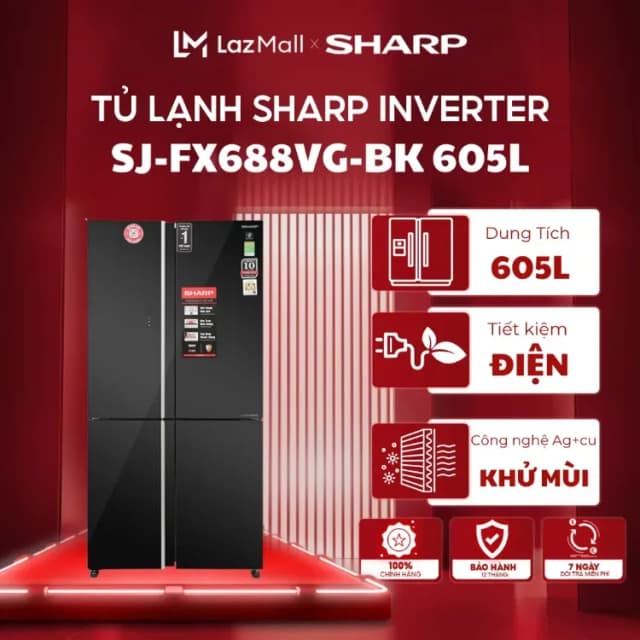So sánh giá Tủ lạnh Sharp Inverter 605 lít Multi Door SJ-FX688VG-BK rẻ nhất? - Ảnh 16
