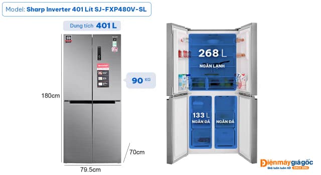 So sánh giá Tủ lạnh Sharp Inverter 401 lít Multi Door SJ-FXP480V-SL rẻ nhất? - Ảnh 18