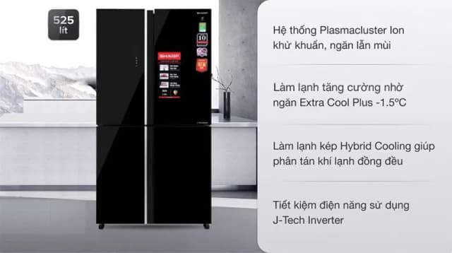 So sánh giá Tủ lạnh Sharp Inverter 525 lít Multi Door SJ-FXP600VG-BK rẻ nhất? - Ảnh 3