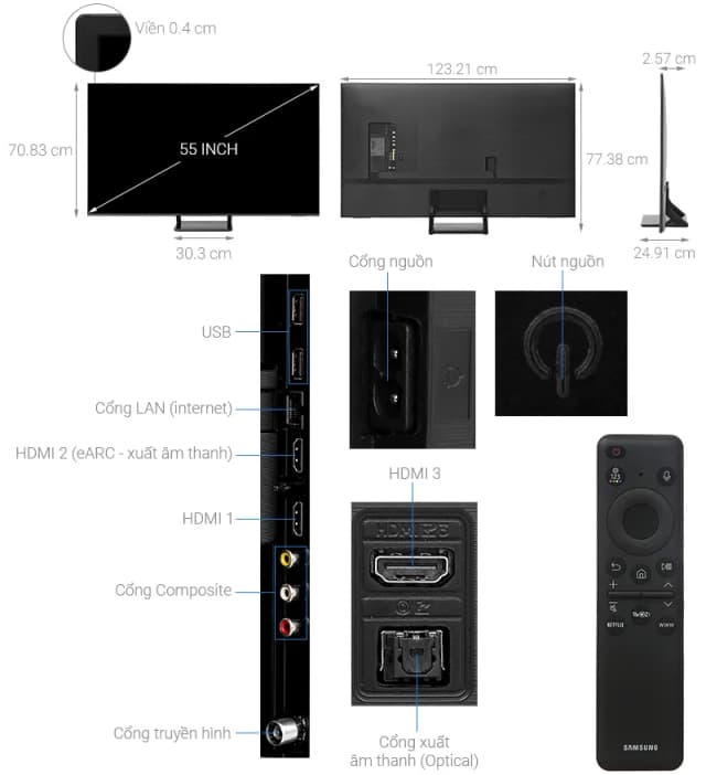 So sánh giá Smart Tivi QLED Samsung 4K 55 inch QA55Q60C rẻ nhất? - Ảnh 4