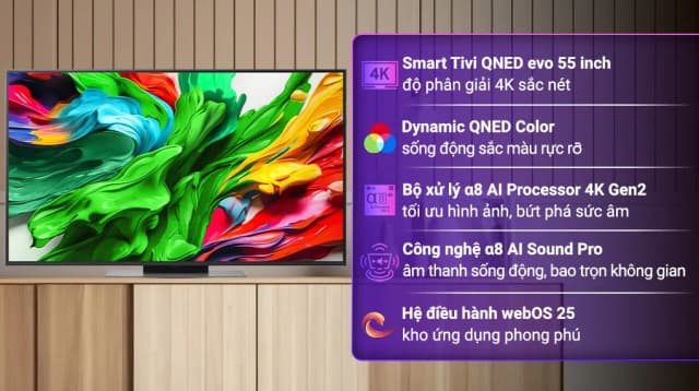 So sánh giá Smart Tivi QNED evo LG AI 4K 55 inch 55QNED86ASA rẻ nhất? - Ảnh 4