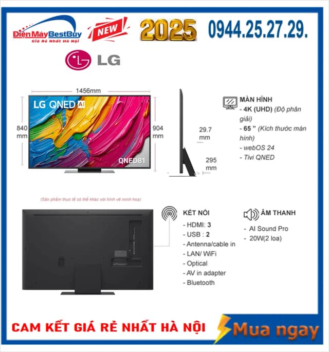 Top 1 so sánh giá Smart Tivi QNED LG AI 4K 65 inch 65QNED70BSA - Tìm sản phẩm giá rẻ nhất - Ảnh 10